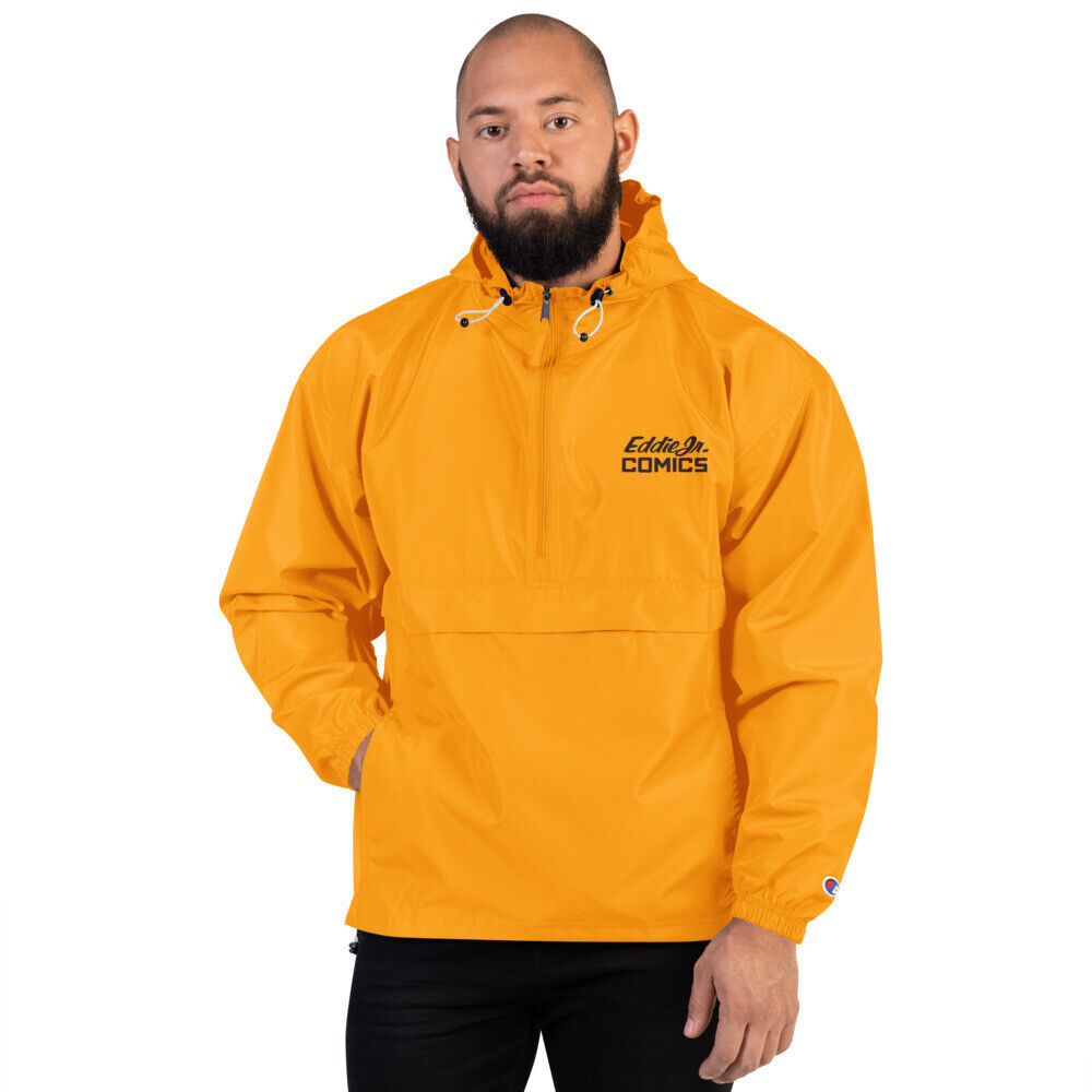 EddieJrComics Gold/Black Embroidered Champion Packable Jacket