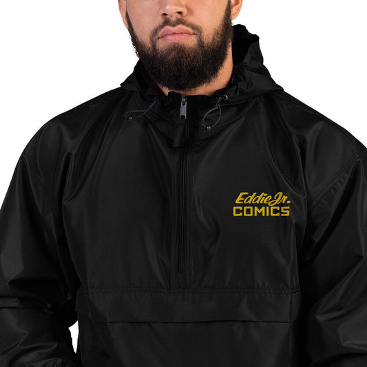 EddieJrComics Black/Gold Embroidered Champion Packable Jacket