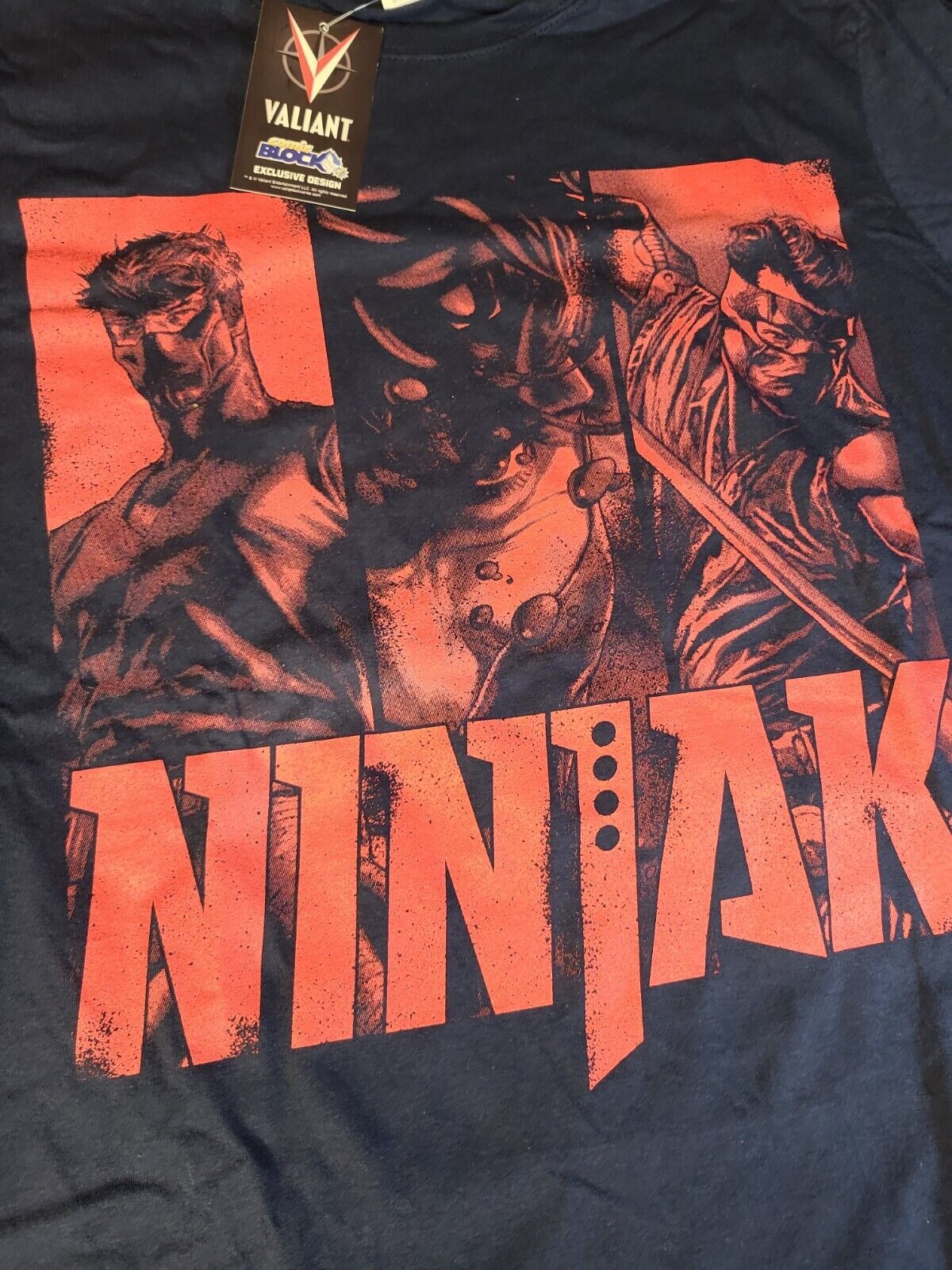 Nerd Block Valiant Comics Ninjak T-Shirt Women's XL Short Sleeve Navy Blue