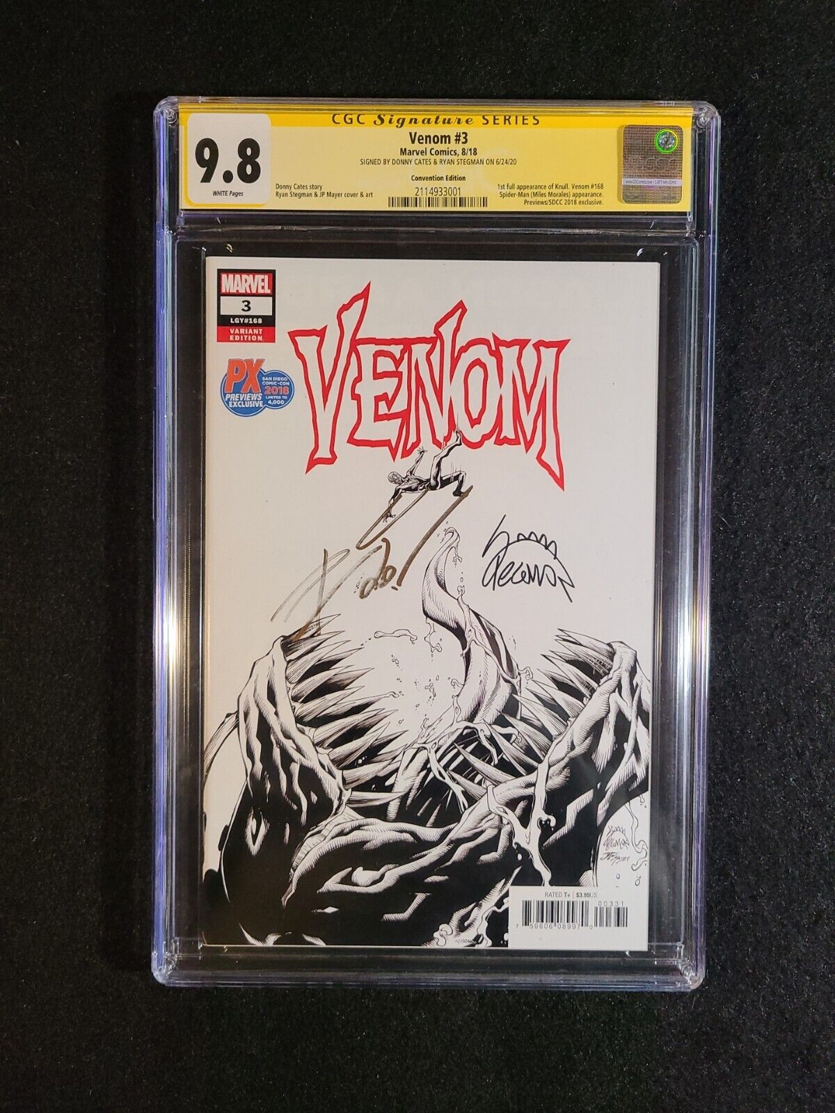 Venom #3 1st Knull SDCC Variant CGC 9.8 SS Signed By Cates Stegman 2018 Marvel