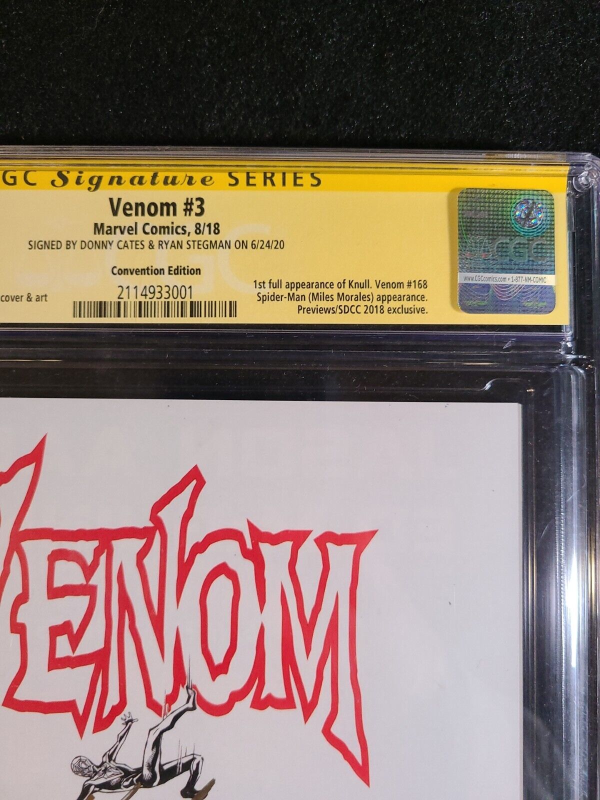 Venom #3 1st Knull SDCC Variant CGC 9.8 SS Signed By Cates Stegman 2018 Marvel