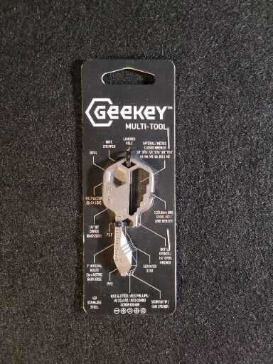 Geekey Multi-Tool Stainless Steel Key Shaped Pocket Tool for Keychain