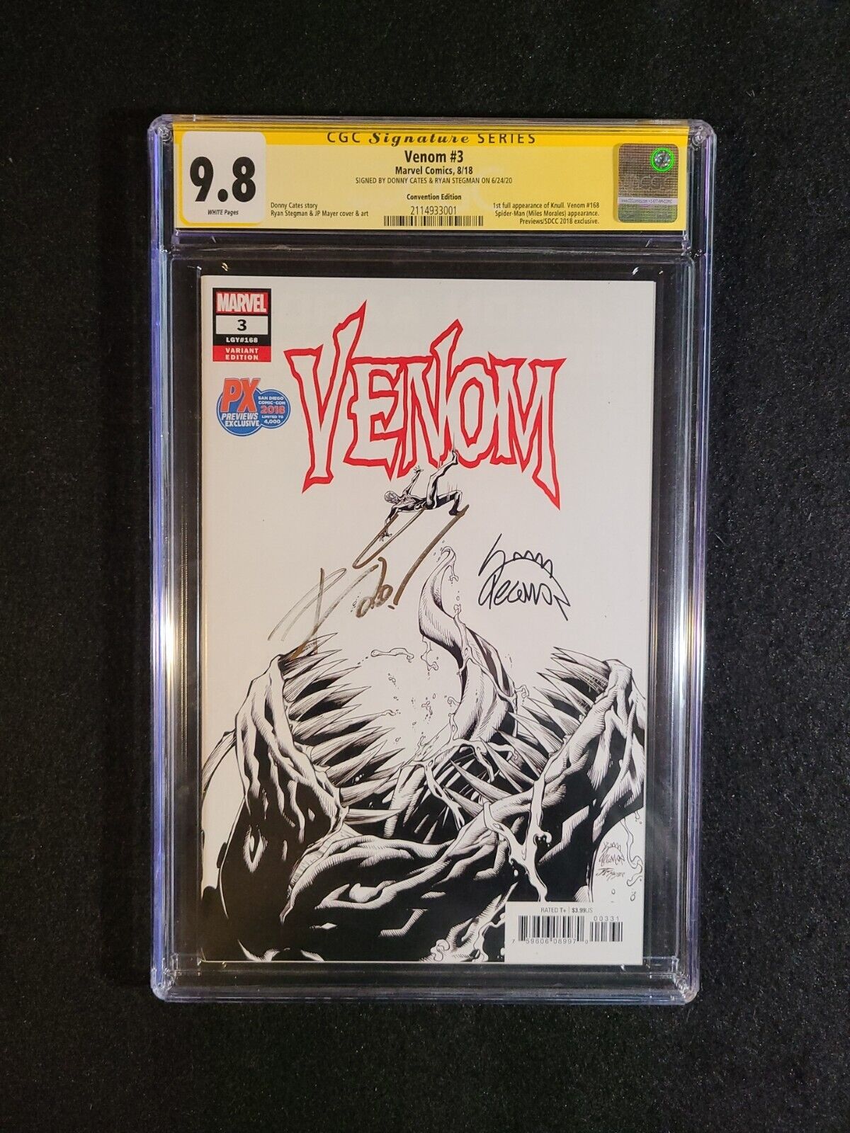 Venom #3 1st Knull SDCC Variant CGC 9.8 SS Signed By Cates Stegman 2018 Marvel