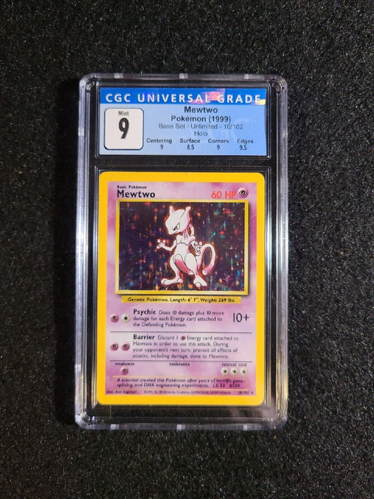 CGC 9 Mint Pokemon Mewtwo 10/102 Unlimited Base Set Holo Pokemon Card Sub Grades