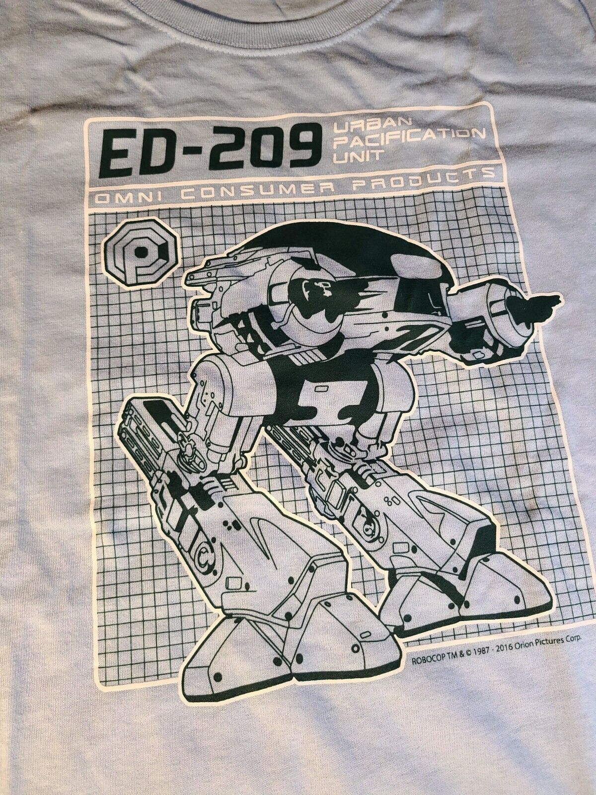 Robocop Geek Fuel Movie ED-209 M Medium T-shirt Light Blue