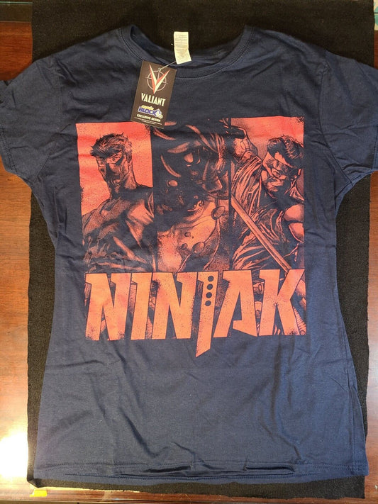 Nerd Block Valiant Comics Ninjak T-Shirt Women's XL Short Sleeve Navy Blue