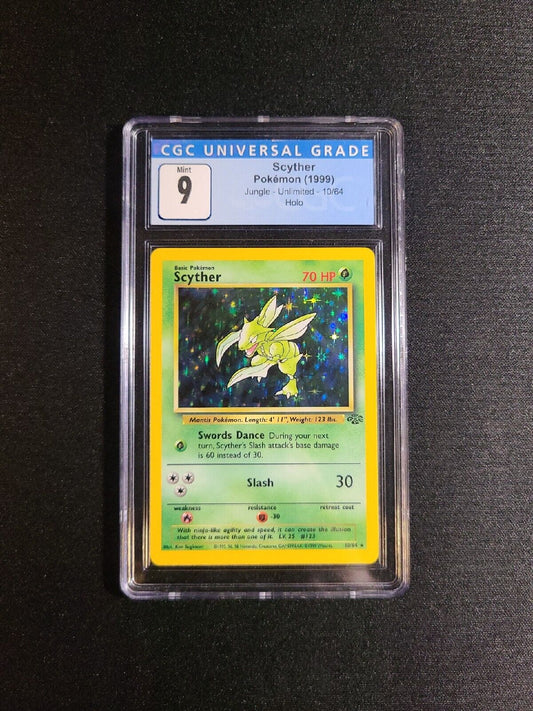 Pokemon CGC 9 Scyther Holo  Jungle Unlimited 10/64 Mint