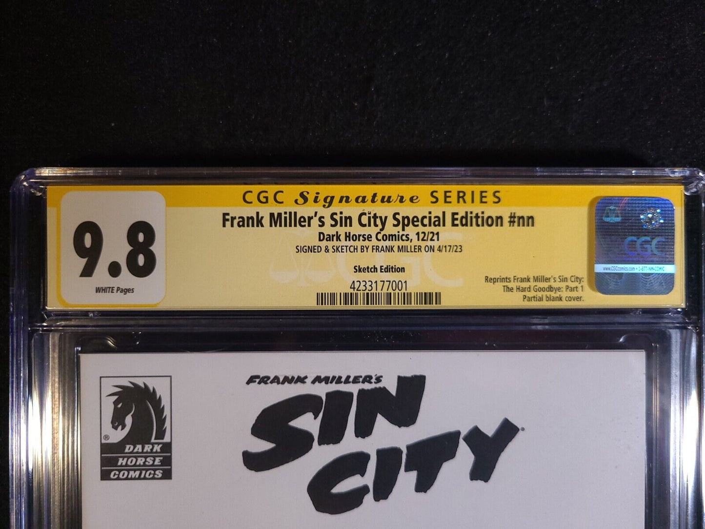 Sin City Special Edition #nn Blank Cover CGC 9.8 Sign & Sketch by Frank Miller