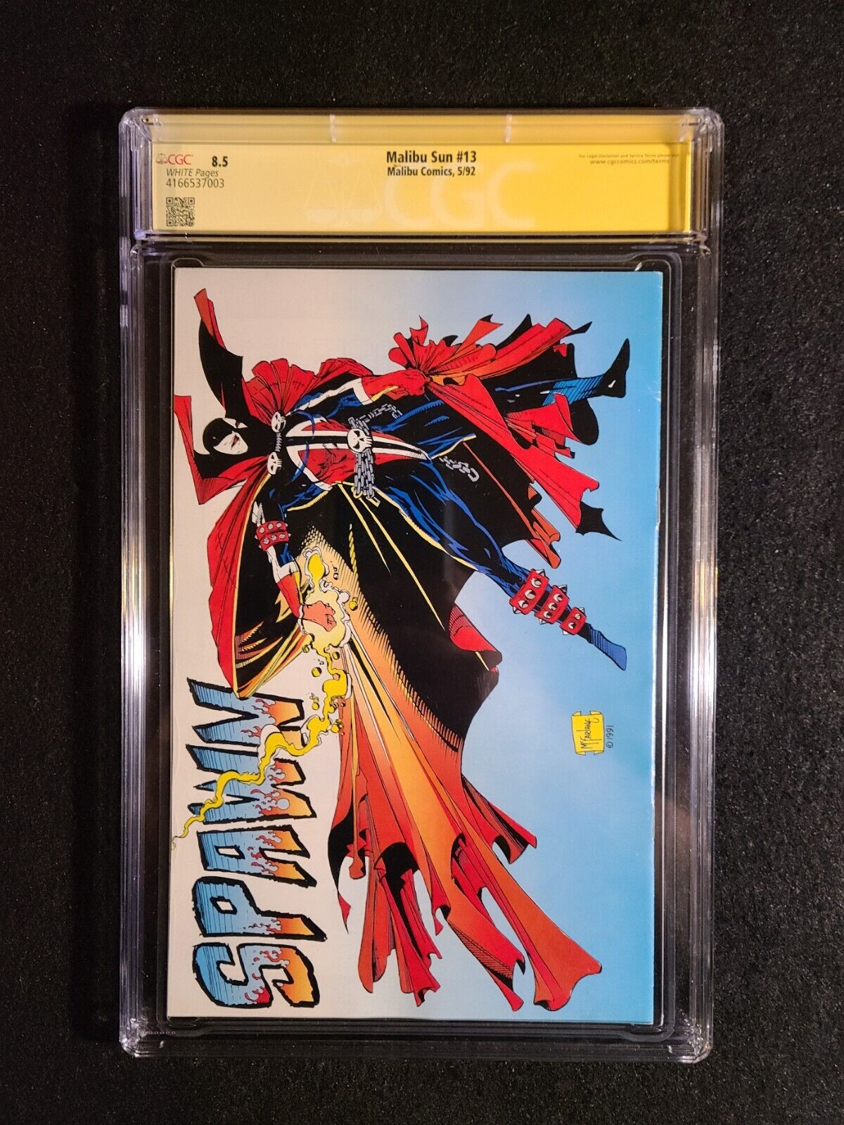 Malibu Sun #13 CGC 8.5 Signed By Todd McFarlane 1992